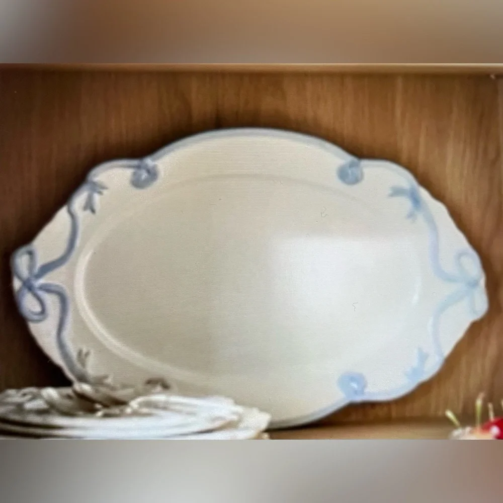 ❤️ ANTHROPOLOGIE BENEDITA BOW CERAMIC STONEWARE PLATTER NEW